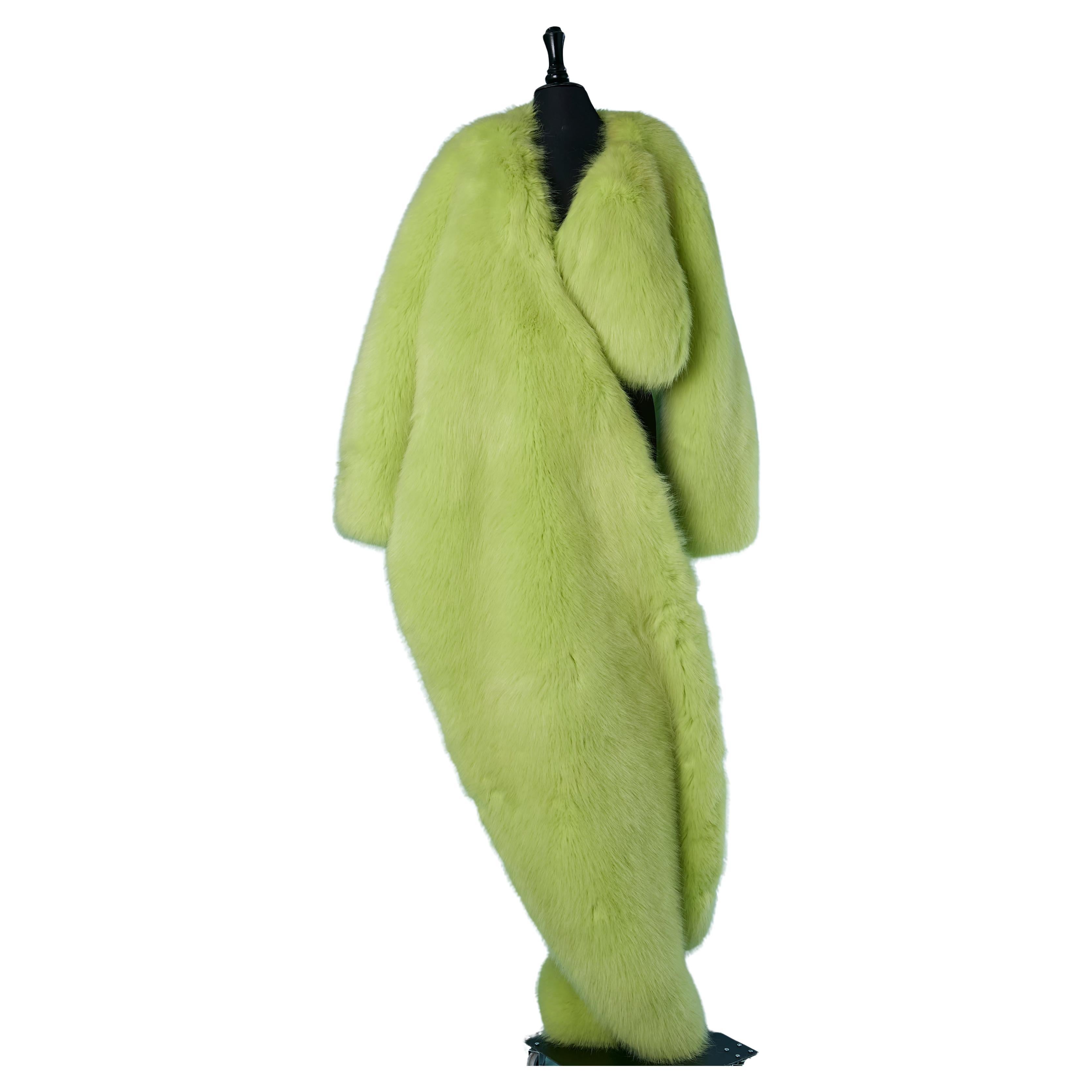 Neon green Faux fur boléro jacket with oversize scarf ALEXANDRE VAUTHIER COUTURE