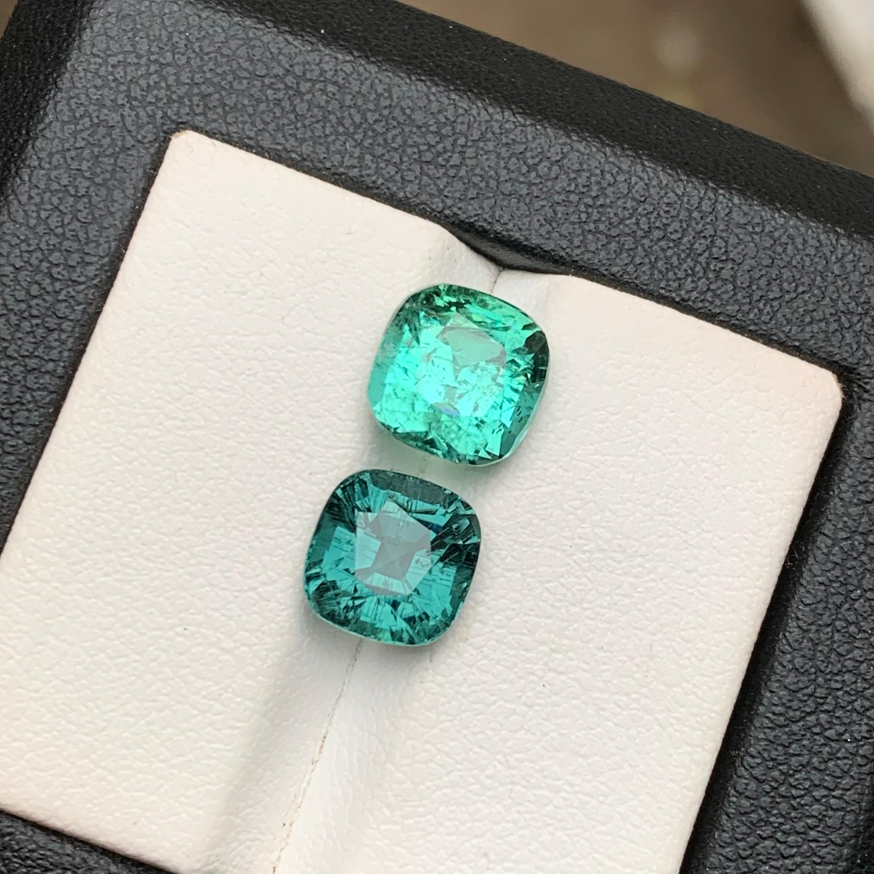 Anello di tormalina naturale verde neon e blu grigio neon, gemme sciolte 6,60 carati in vendita 5