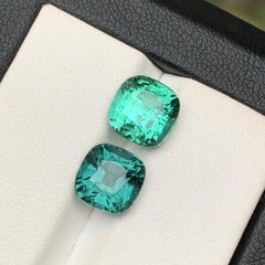 Neon Green & Neon Grayish Blue Natural Tourmaline Ring Loose Gemstones 6.60 Ct