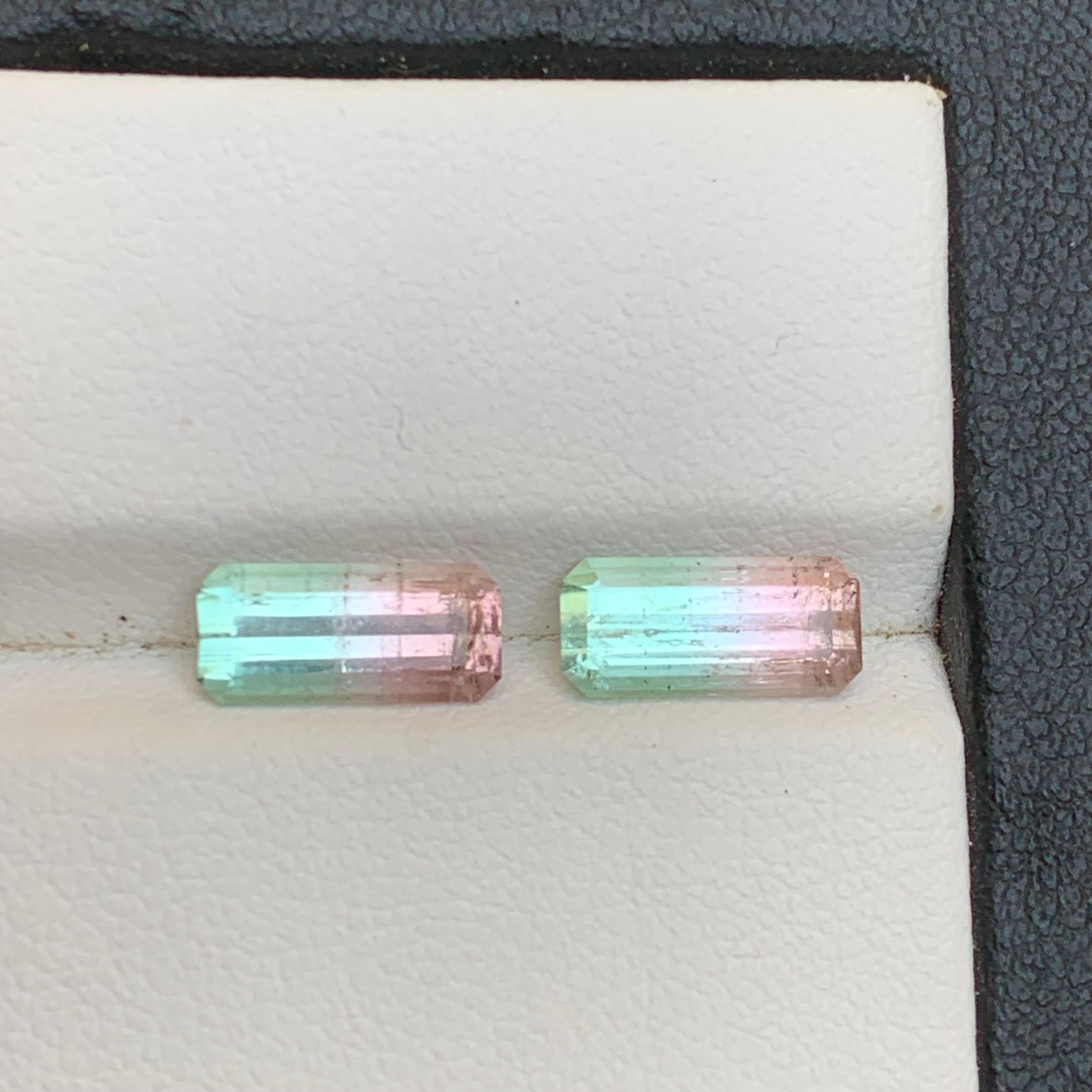 Taille émeraude Paire de pierres précieuses en vrac Greene & Greene Greene & Greene Natural Tourmaline 3.02 Ct en vente