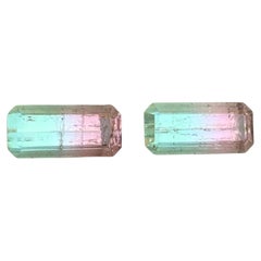 Neon Green & Peachy Pink Bicolor Natural Tourmaline Loose Gemstone Pair 3.02 Ct