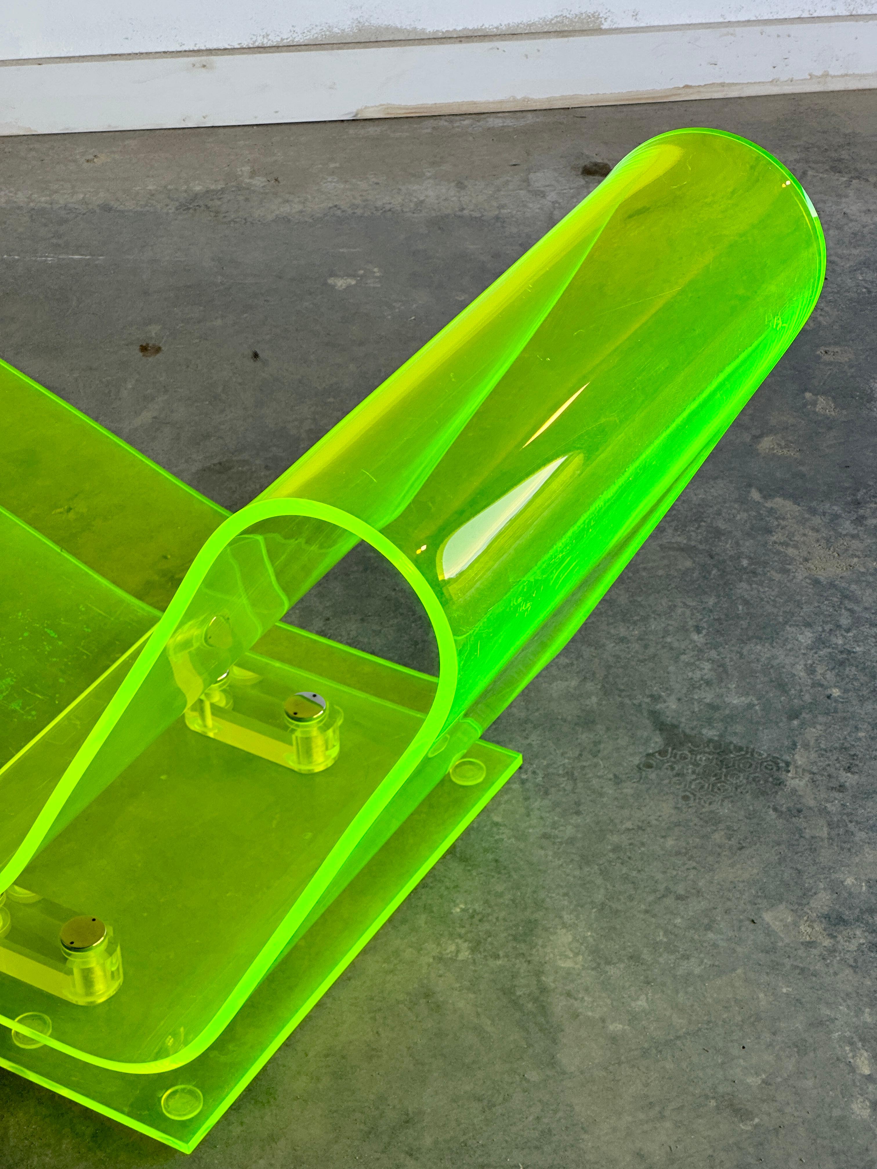 Late 20th Century Neon green plexiglass Model 6040 chair by Maarten van Severen for Kartell