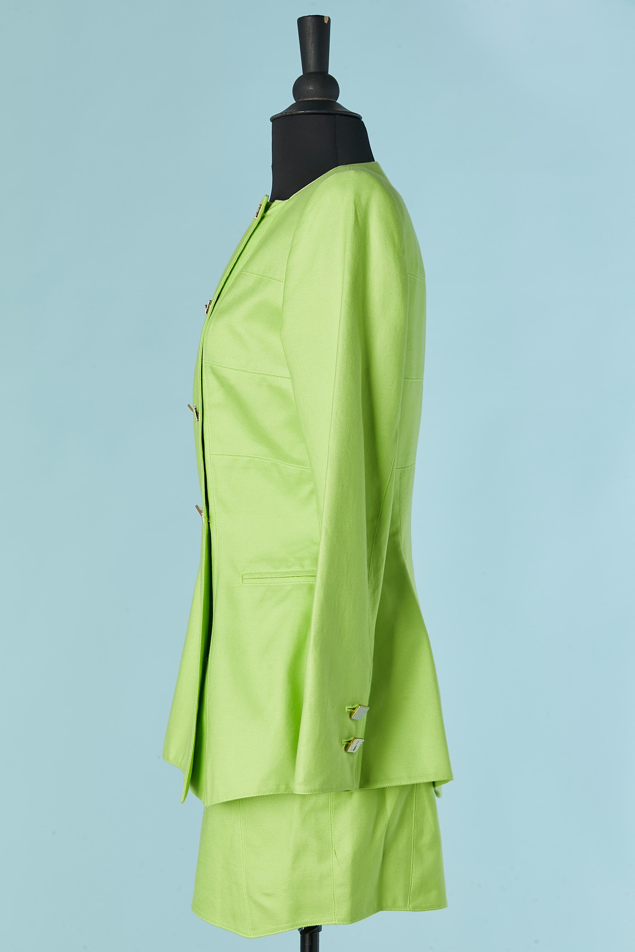Neon green skirt suit with double-breasted jacket MONTANA en Excelente estado para la venta en Saint-Ouen-Sur-Seine, FR