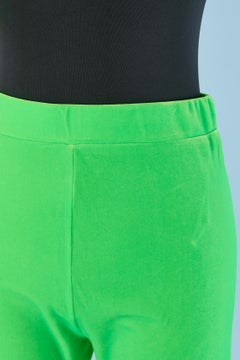 Neon green stretch velvet legging ALEXANDRE VAUTHIER