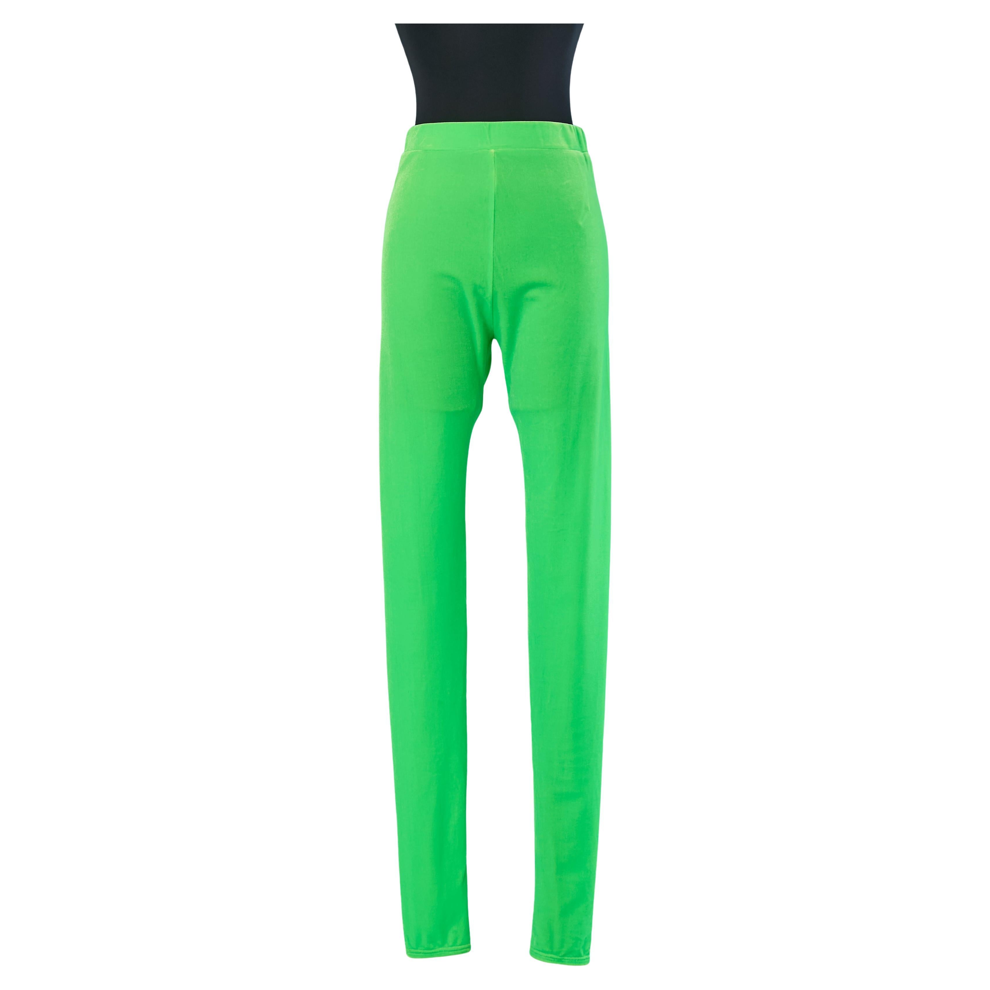 Legging in velluto elasticizzato verde neon ALEXANDRE VAUTHIER in vendita