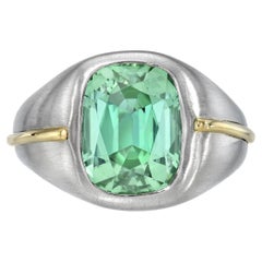 Neon Green Tourmaline Cushion Ring – A Bold Unisex Masterpiece - Beverly Hills