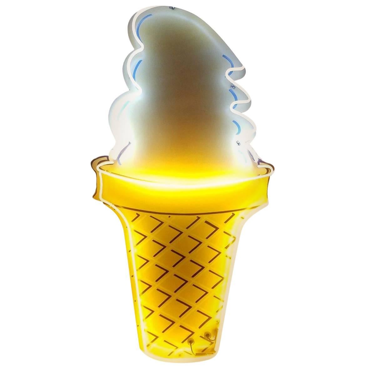 Neon Ice Cream Cone Pop Art