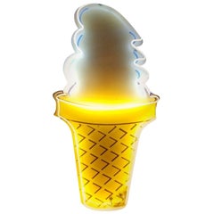 Retro Neon Ice Cream Cone Pop Art