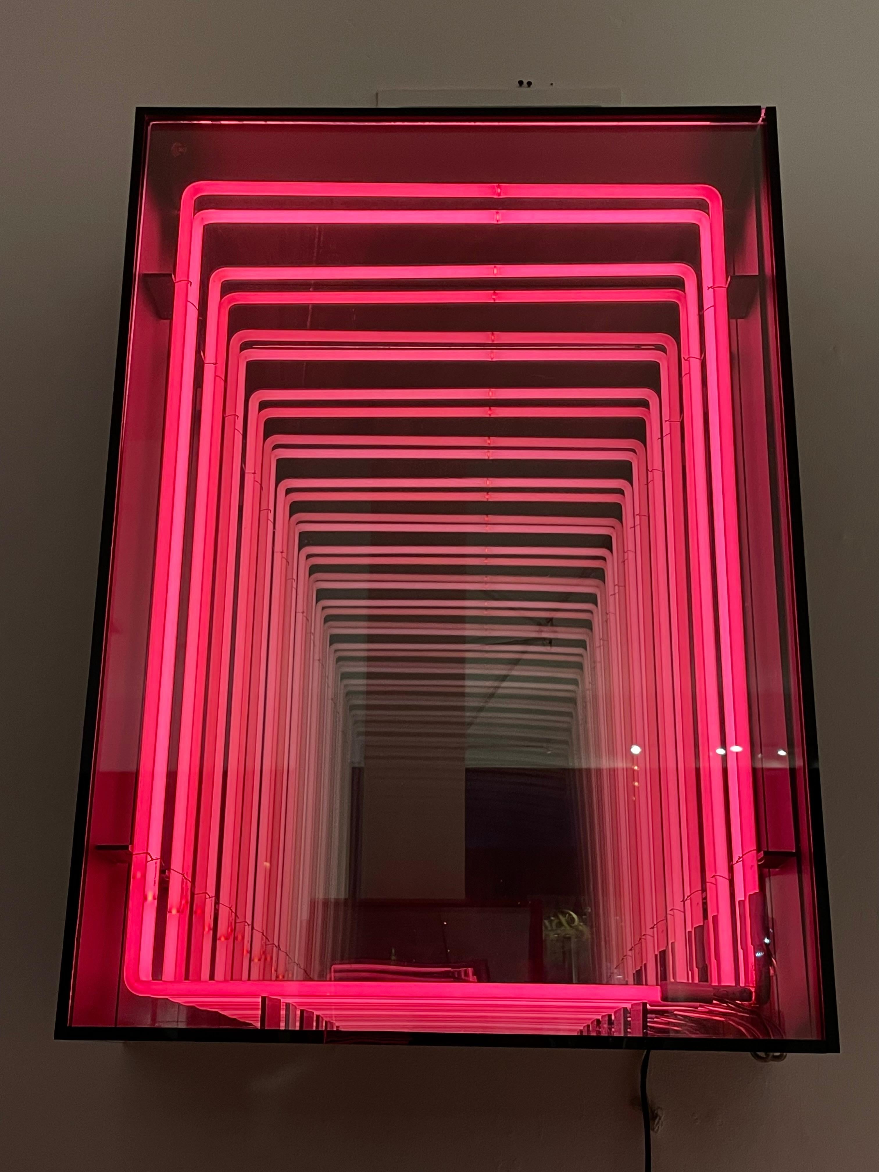 Contemporary Neon Infinity Mirror by Merit Los Angeles For Sale