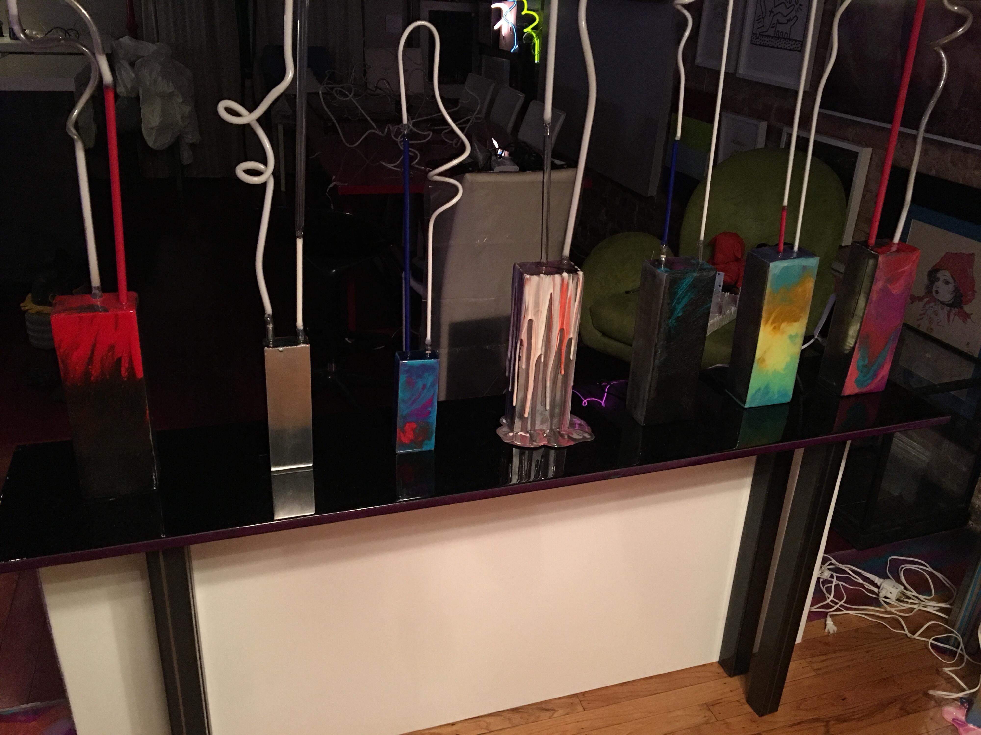 Neon Lamp Handmade Modern One of a Kind Abstract Organic Shape Illuminate In New Condition For Sale In Brooklyn, NY