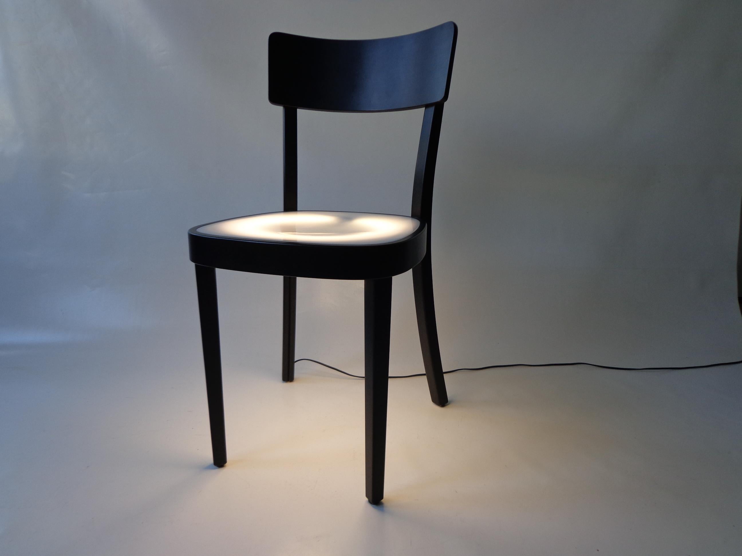 Dutch Neon Light Chair in Black-Lacquered Wood from Horgen Glarus for Hidden, 2000s For Sale