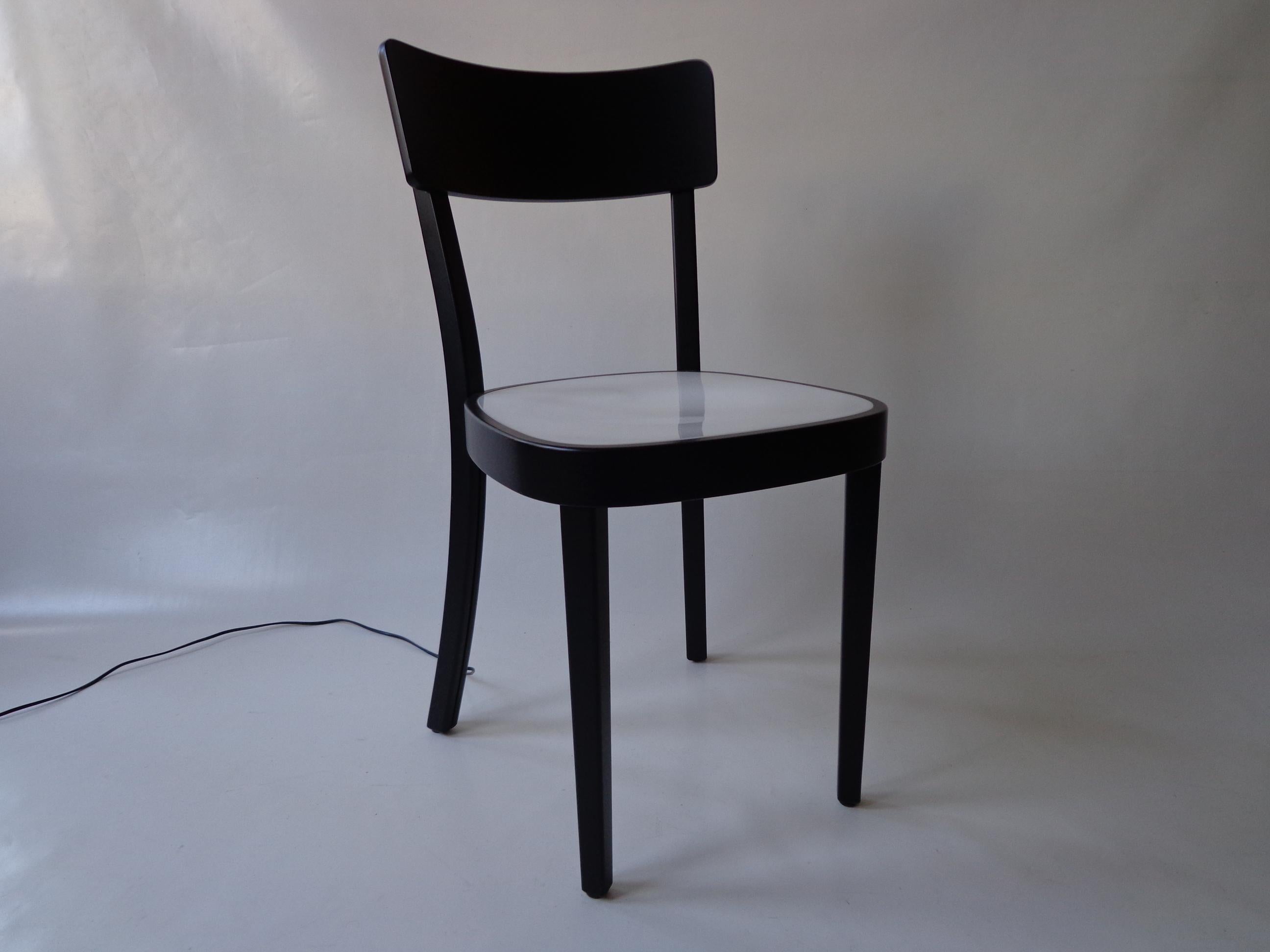 Neon Light Chair in Black-Lacquered Wood from Horgen Glarus for Hidden, 2000s In Good Condition For Sale In Amsterdam, NL