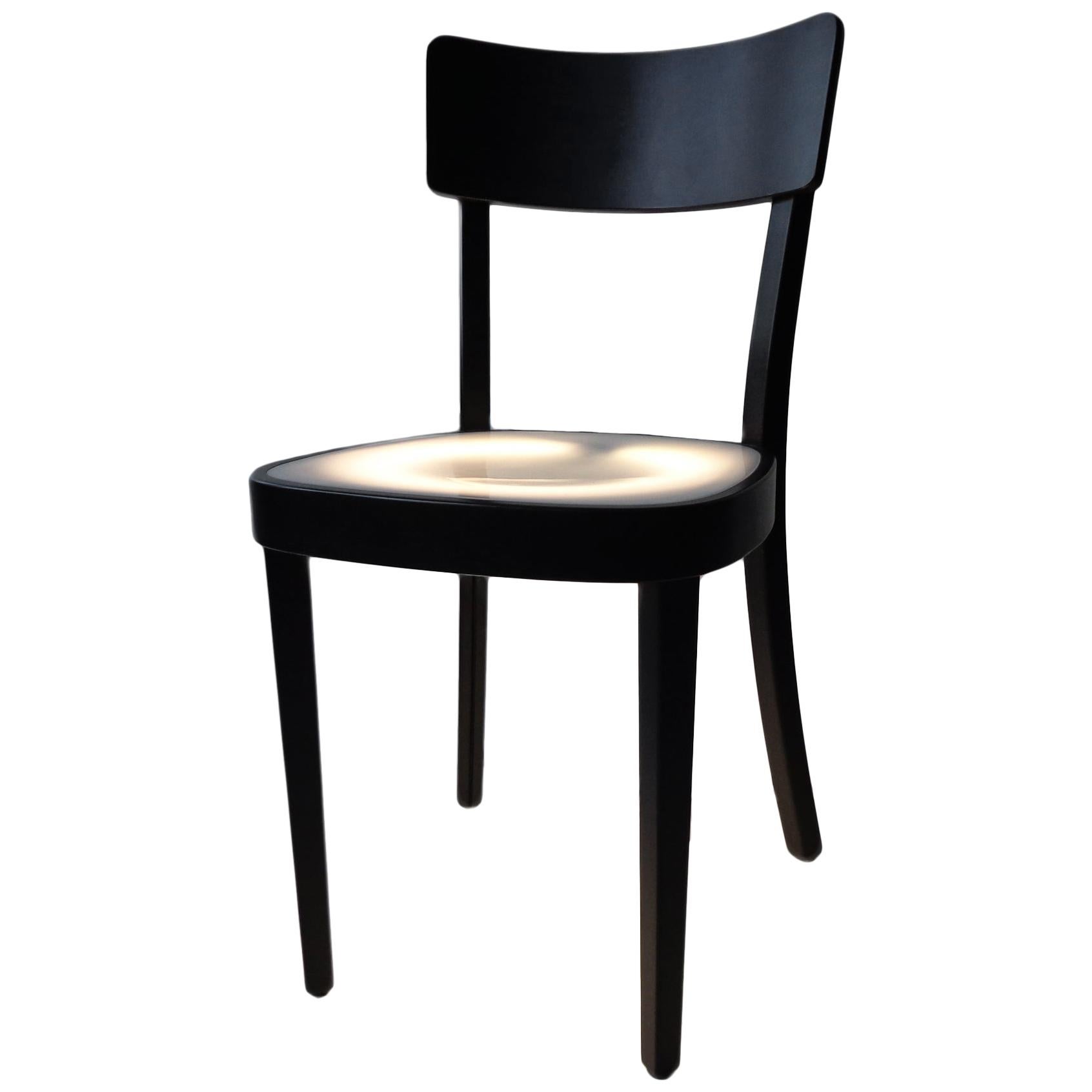 Neon Light Chair in Black-Lacquered Wood from Horgen Glarus for Hidden, 2000s For Sale