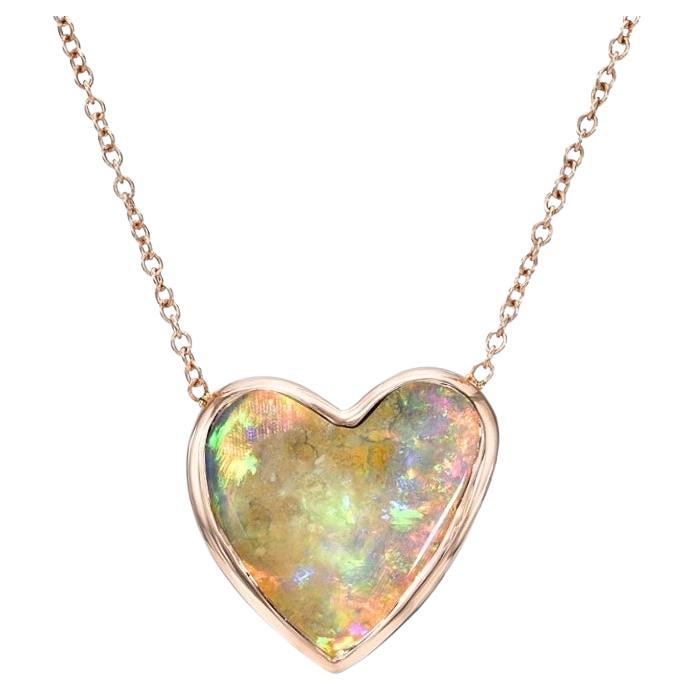 Neon Love Dali Australian Opal Necklace with Diamond in Rose Gold, NIXIN Jewelry For Sale