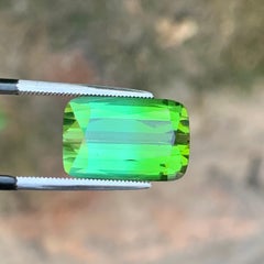 Neon Mint Green Tourmaline Step Cushion Cut Natural Gemstone for Jewellery