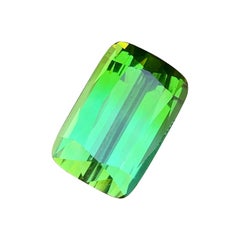 Neon Mint Green Tourmaline Step Cushion Cut Natural Gemstone for Jewellery