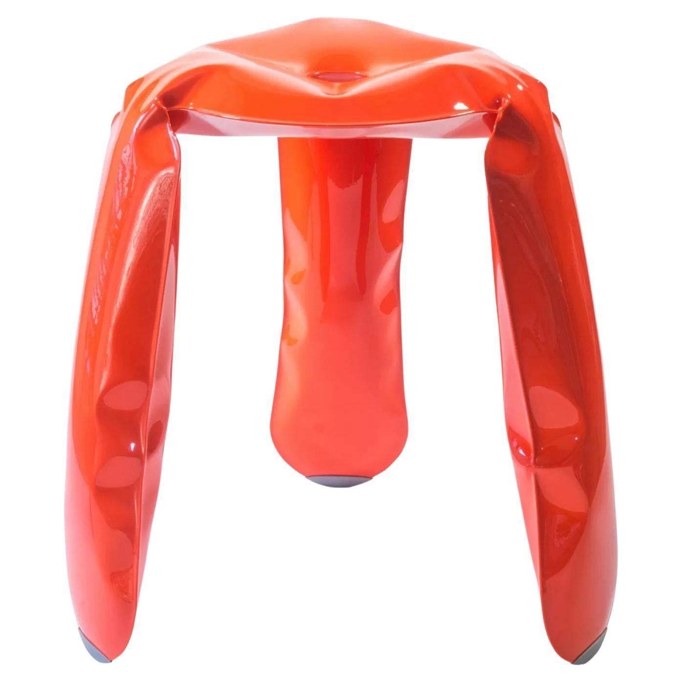 Neon orangefarbener Plopp-Hocker aus Aluminium von Zieta im Angebot
