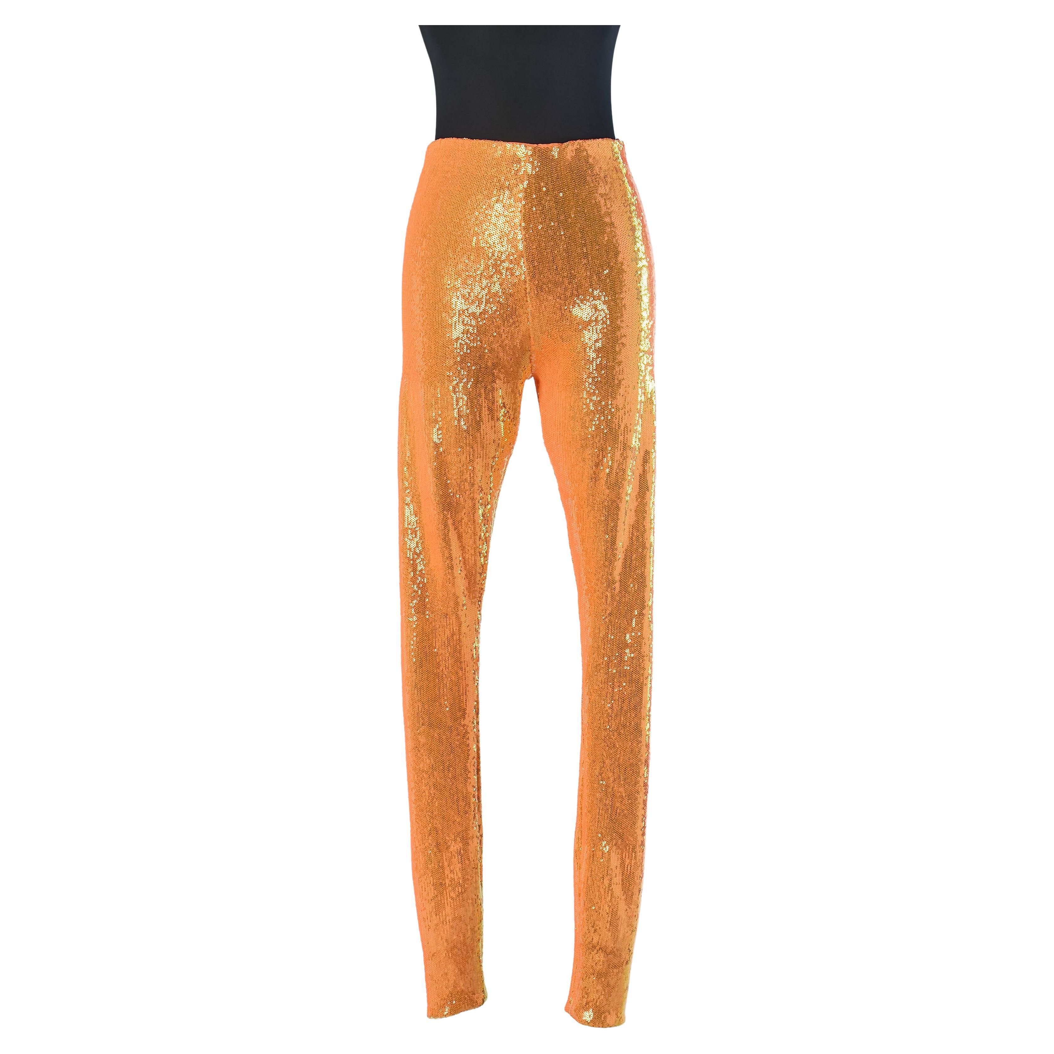 Neon orange sequin legging ALEXANDRE VAUTHIER For Sale
