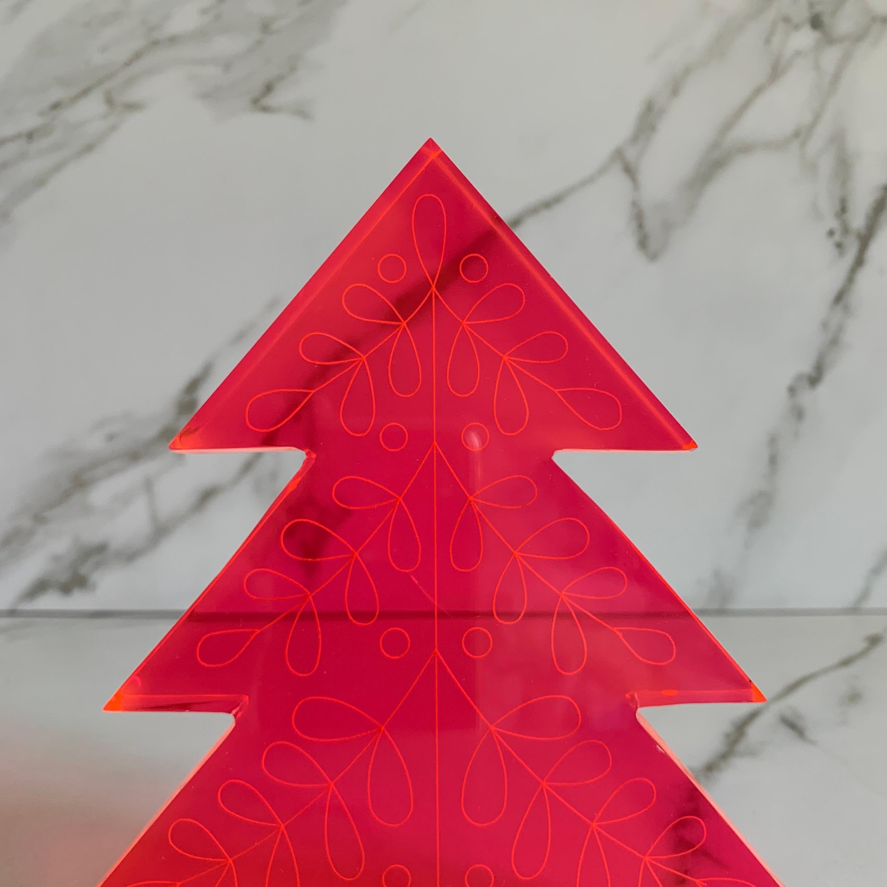 Modern Neon Pink Acrylic Christmas Tree Decor by Paola Valle For Sale