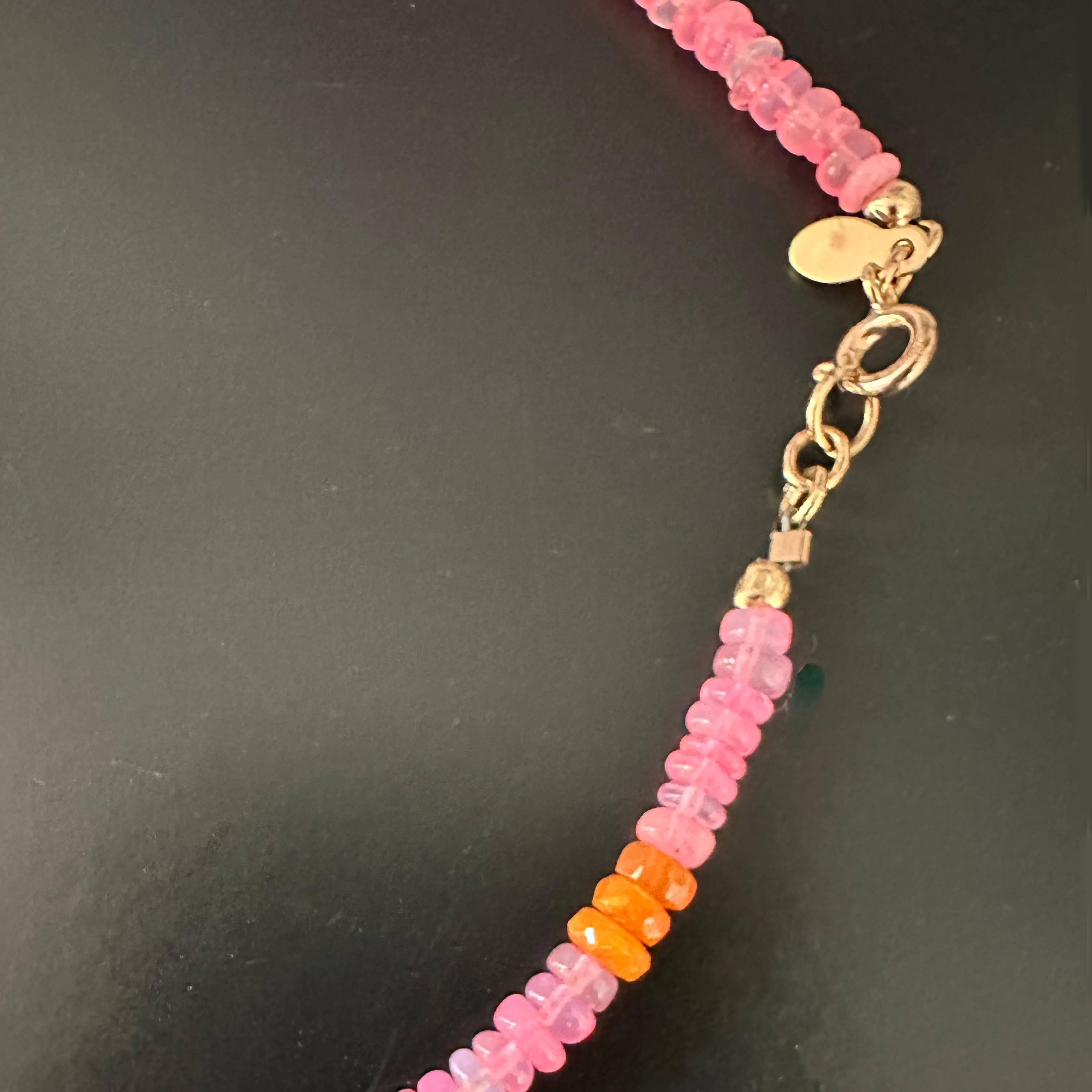 Neon Pink Opal Choker In New Condition For Sale In New York, NY