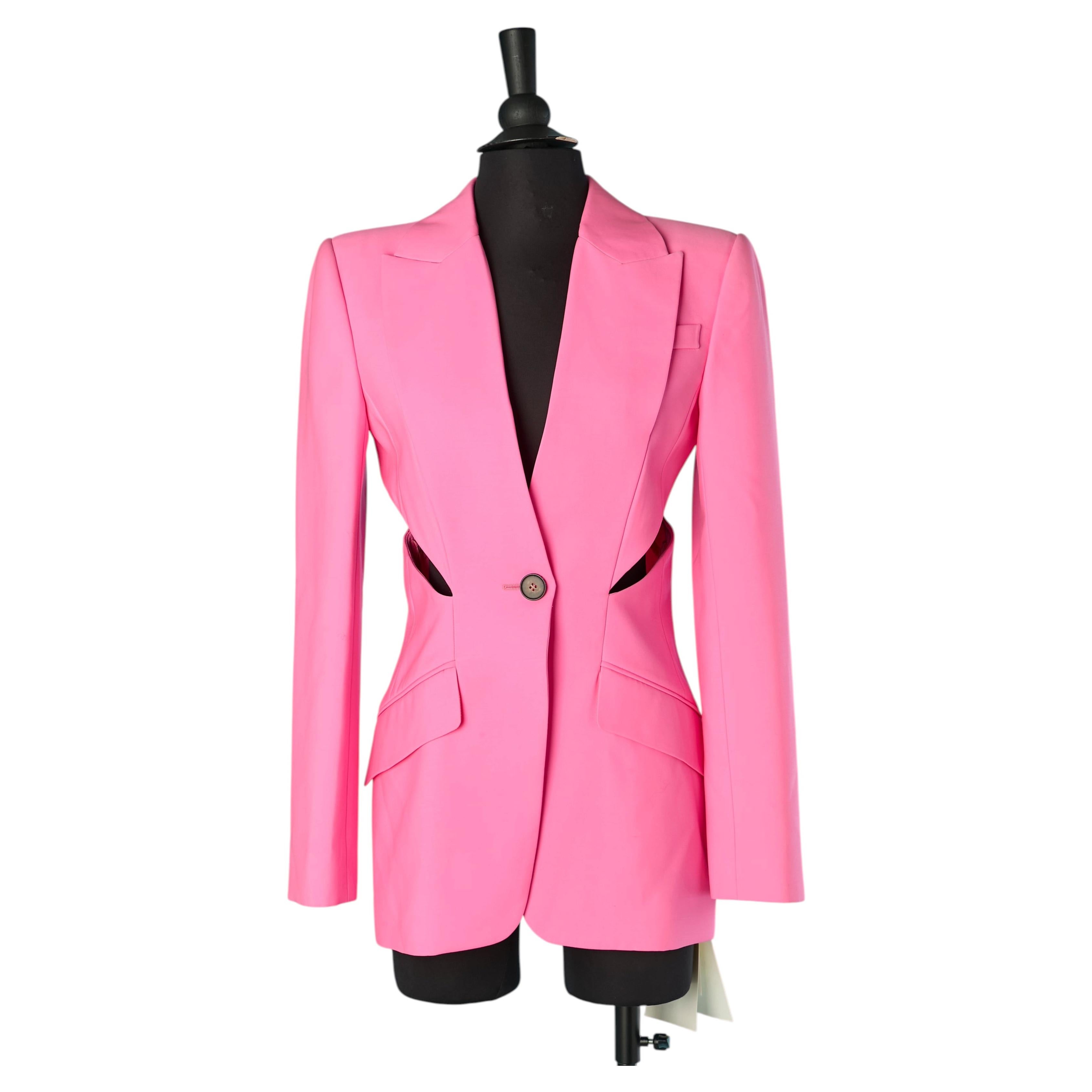 Neon pink single breasted jacket with cut-work ALEXANDER McQUEEN