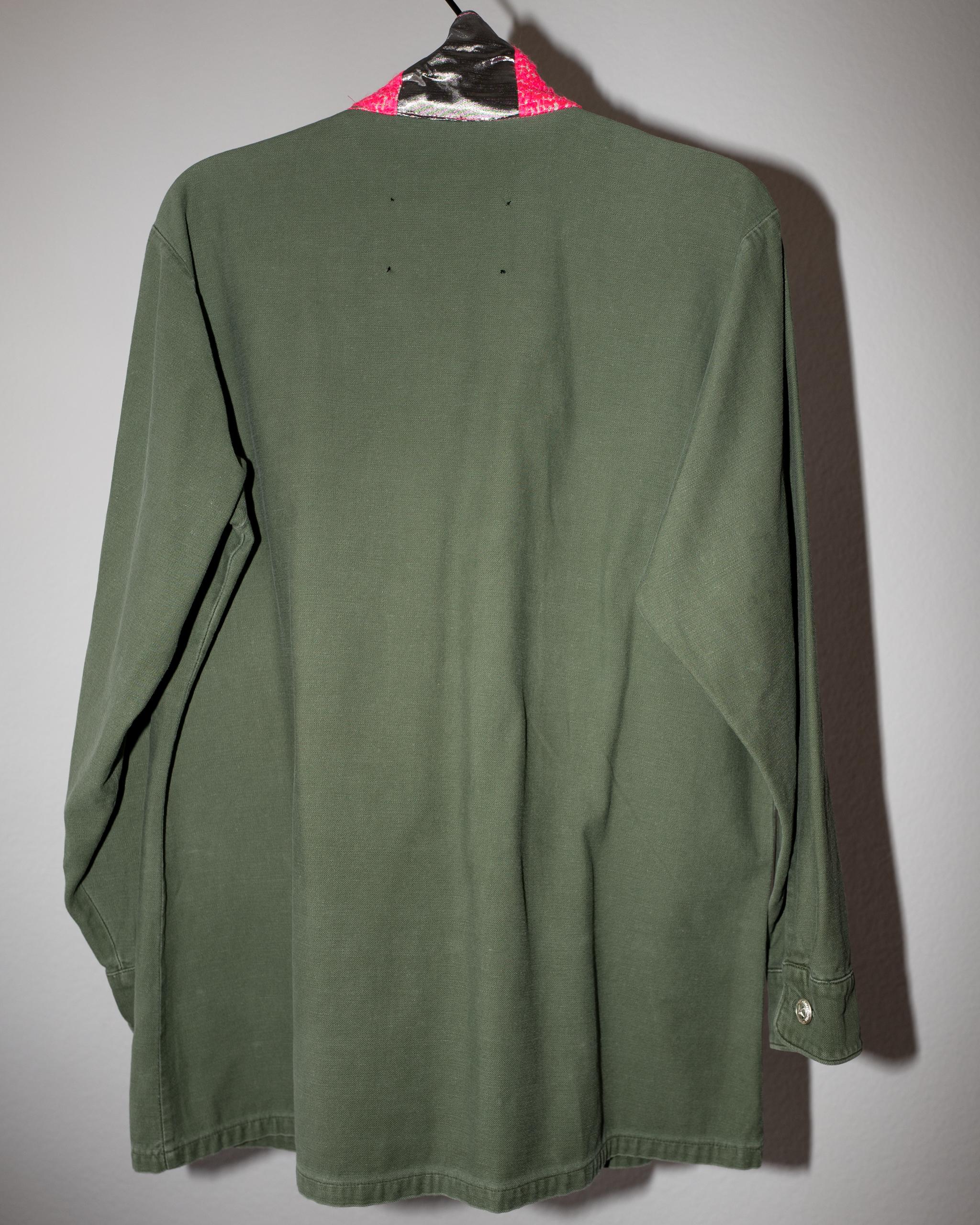 Neon Rosa Pastell Tweed Taschen Remade Grün US Military Vintage Jacke  Damen
