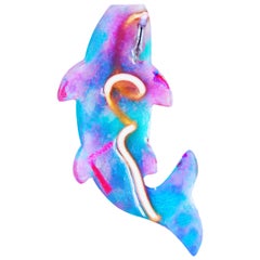 Neon Resin Pendant Florescent Koi Glass Modern One of One Contemporary Handing