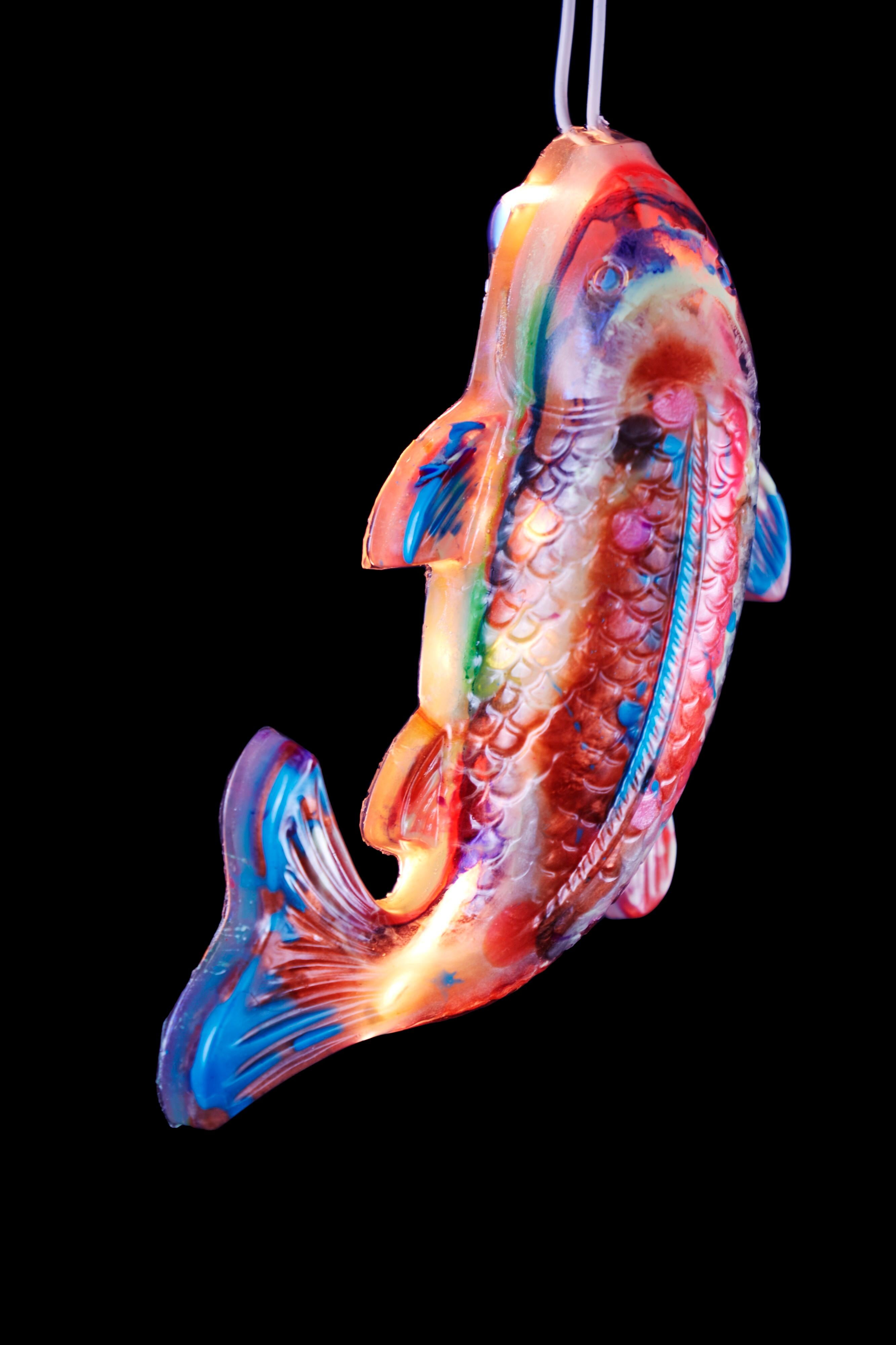 American Neon Resin Pendant Florescent Koi Glass Modern One of One Contemporary Handing  For Sale