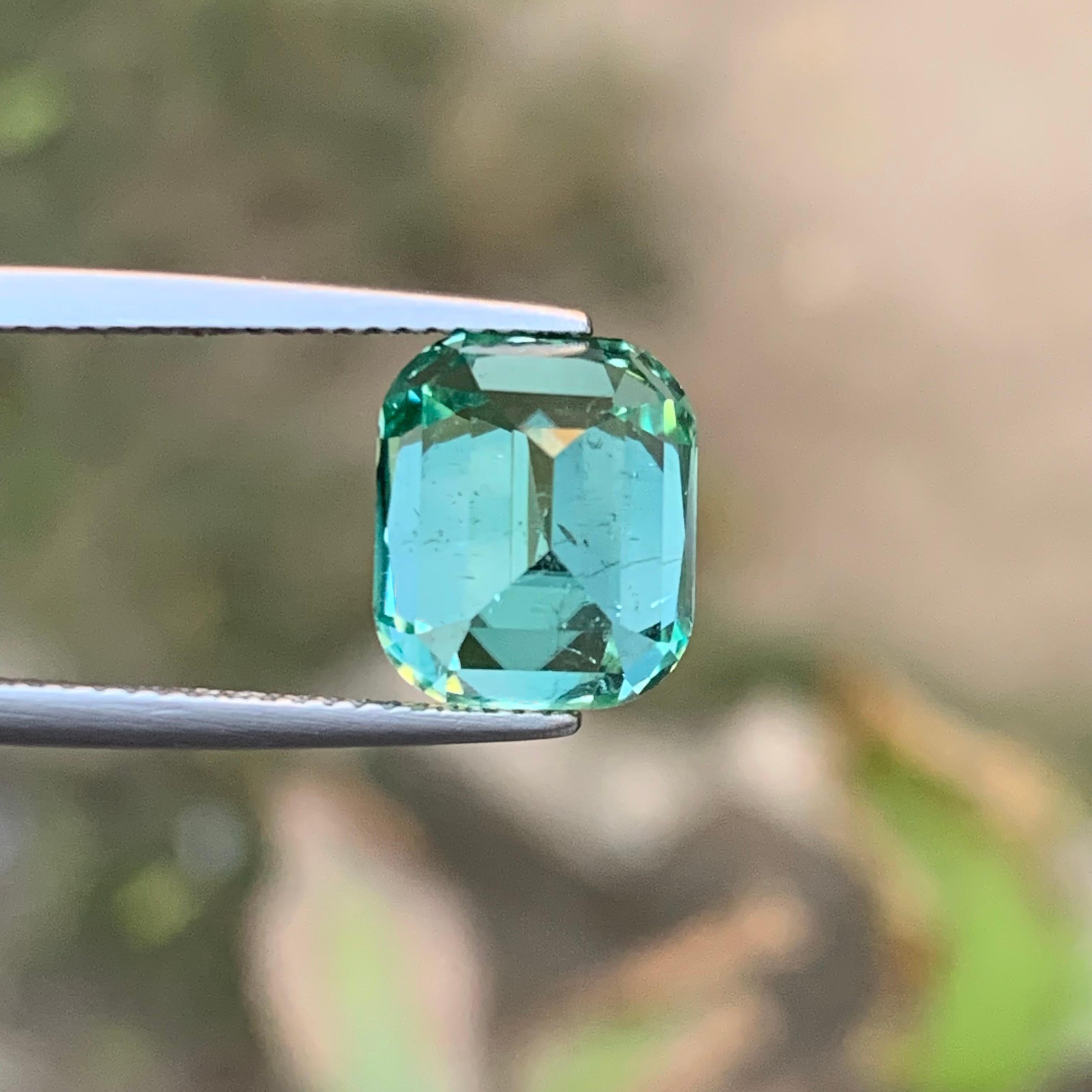 Neon Seafoam Green Tourmaline 6.52Ct Cushion Cut Natural Loose Gemstone for Ring For Sale 6
