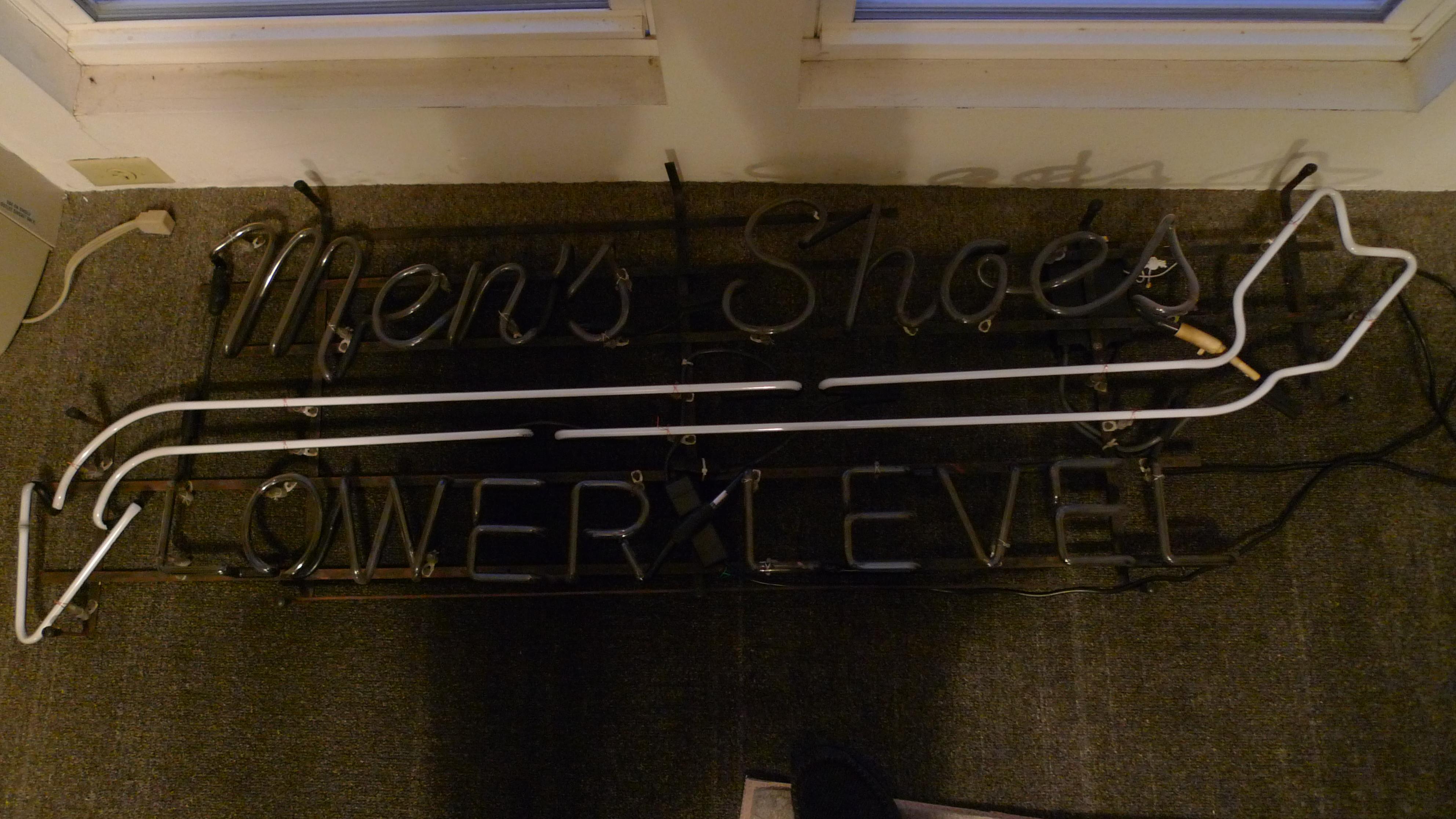 Neon Sign from Department Store, Men's Shoes, Lower Level, circa 1930s For Sale 7