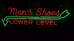 Neon Sign from Department Store, Men's Shoes, Lower Level, circa 1930s