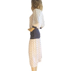 Pindot Twin Print Pleated Silk Dress - FLORA KUNG Vintage