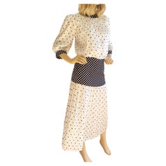 Pindot Twin Print Pleated Silk Dress - FLORA KUNG Retro