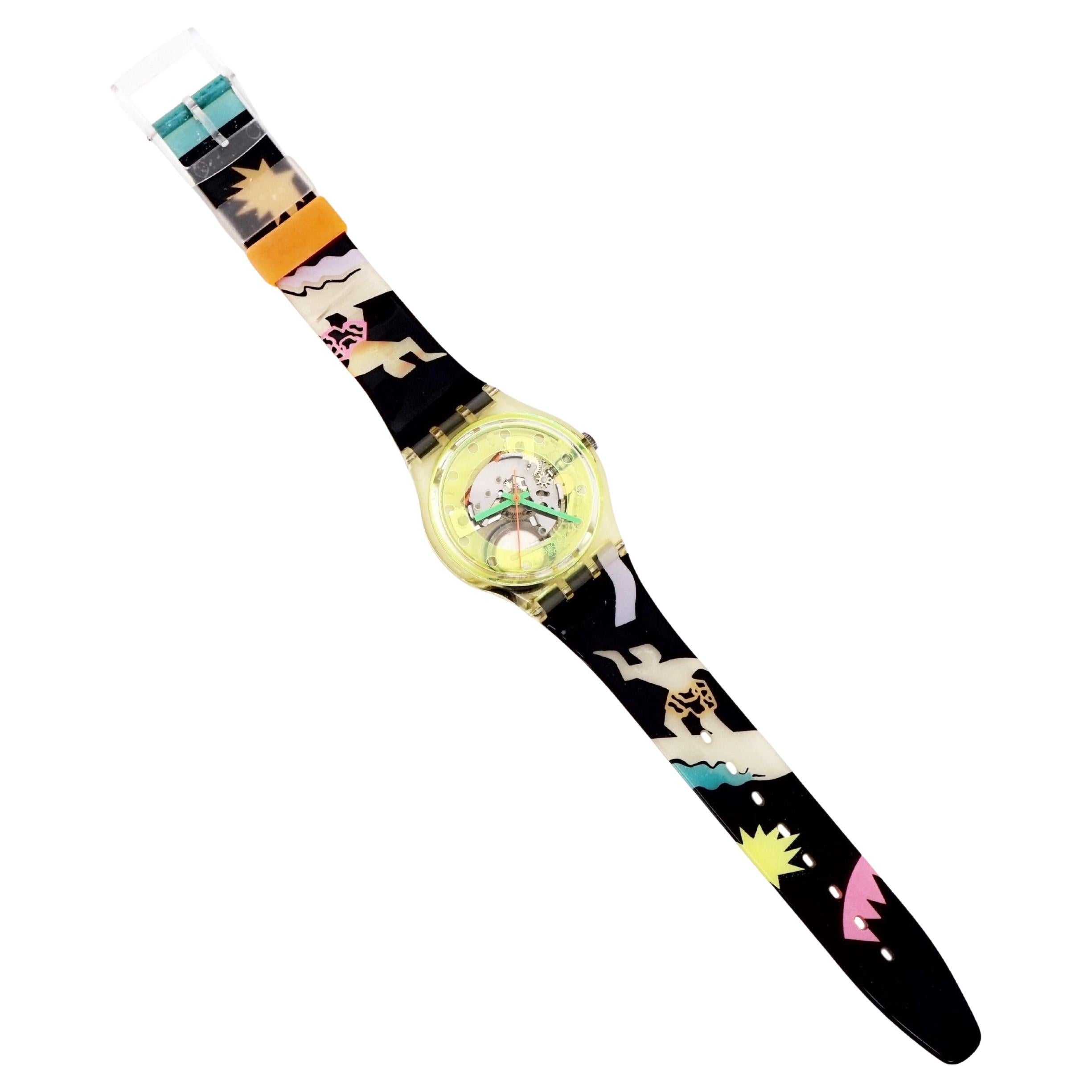 Neon Technosphere Collection "Bermudas" Wristwatch By Swatch, 1990s For Sale