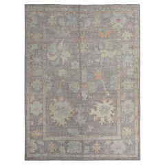 Vintage Neon Themed Turkish Oushak Rug