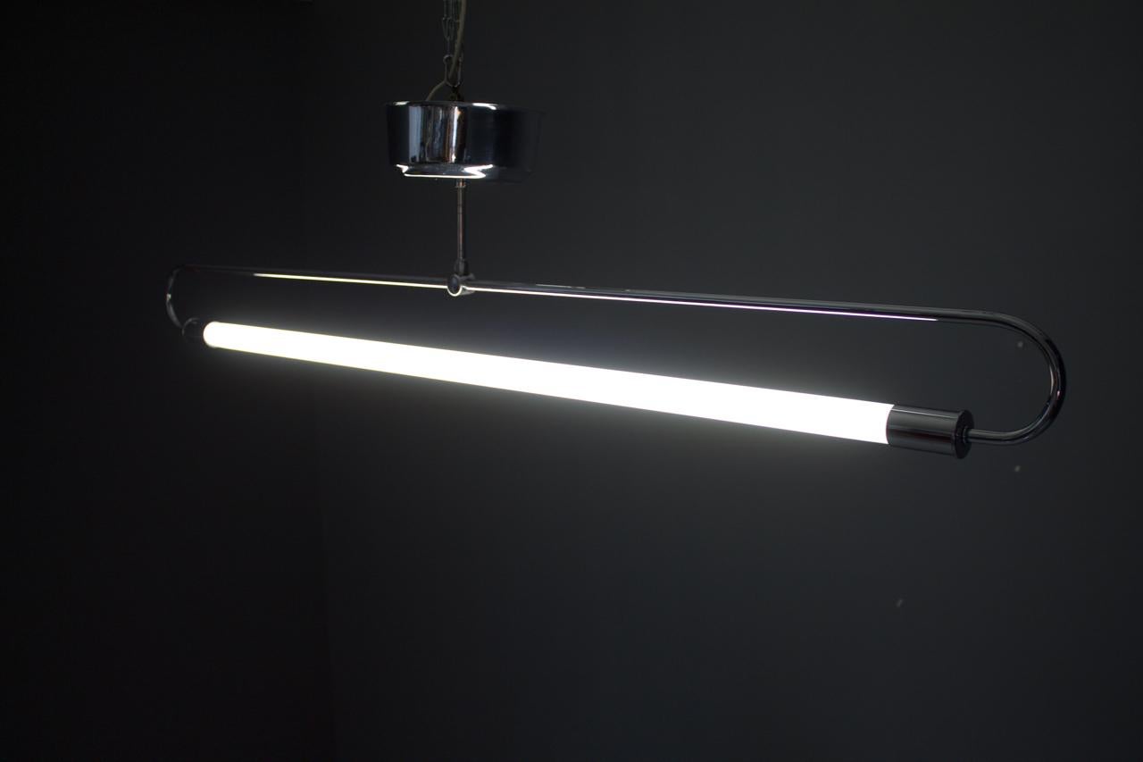Neon Tube Bauhaus Pendant in Chrome, Germany, 1950s For Sale 6