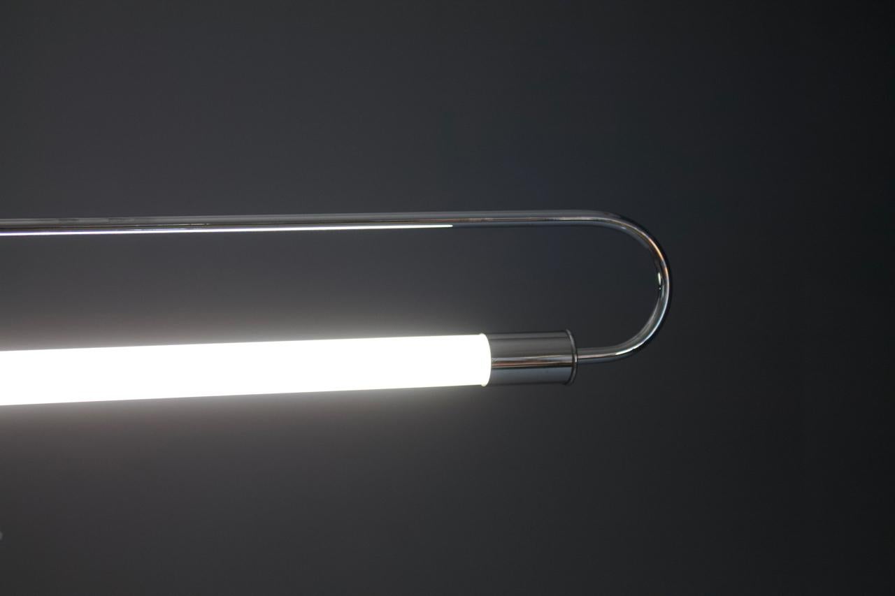 Neon Tube Bauhaus Pendant in Chrome, Germany, 1950s For Sale 3