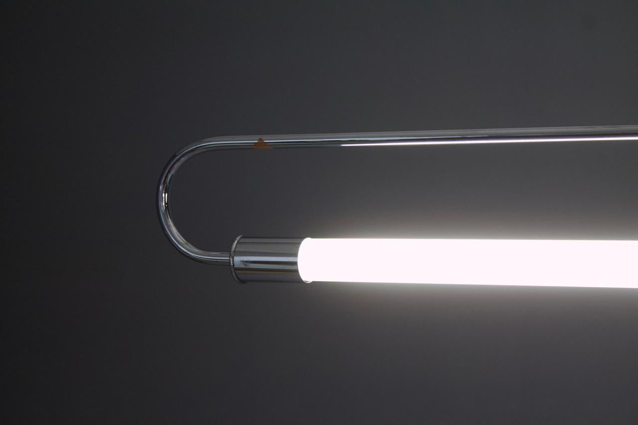 Neon Tube Bauhaus Pendant in Chrome, Germany, 1950s For Sale 4