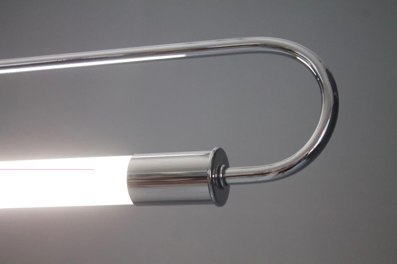 Neon Tube Bauhaus Pendant in Chrome, Germany, 1950s For Sale 5