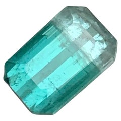Anello di tormalina naturale bicolore blu e grigio neon 1,45 ct smeraldo