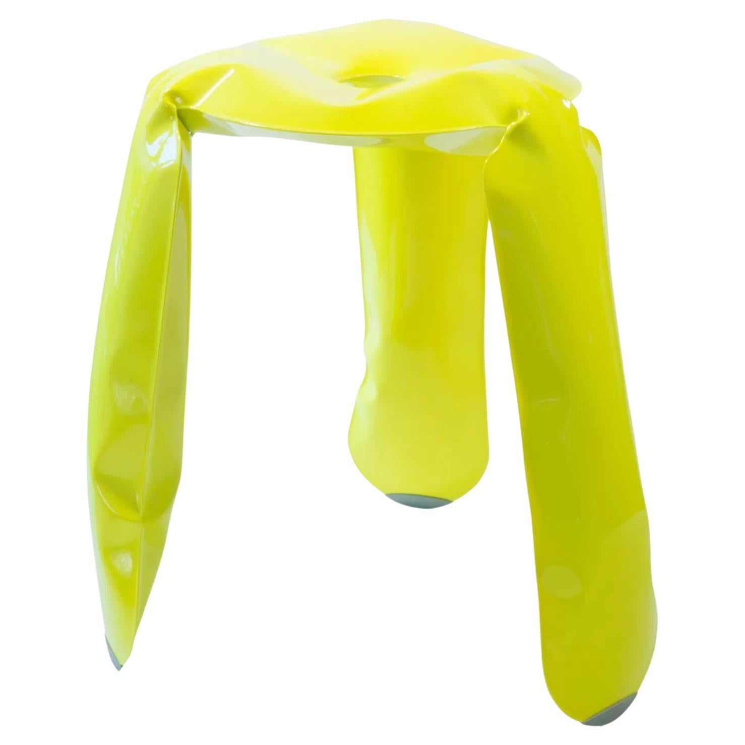 Neon Yellow Aluminum Standard Plopp Stool by Zieta For Sale