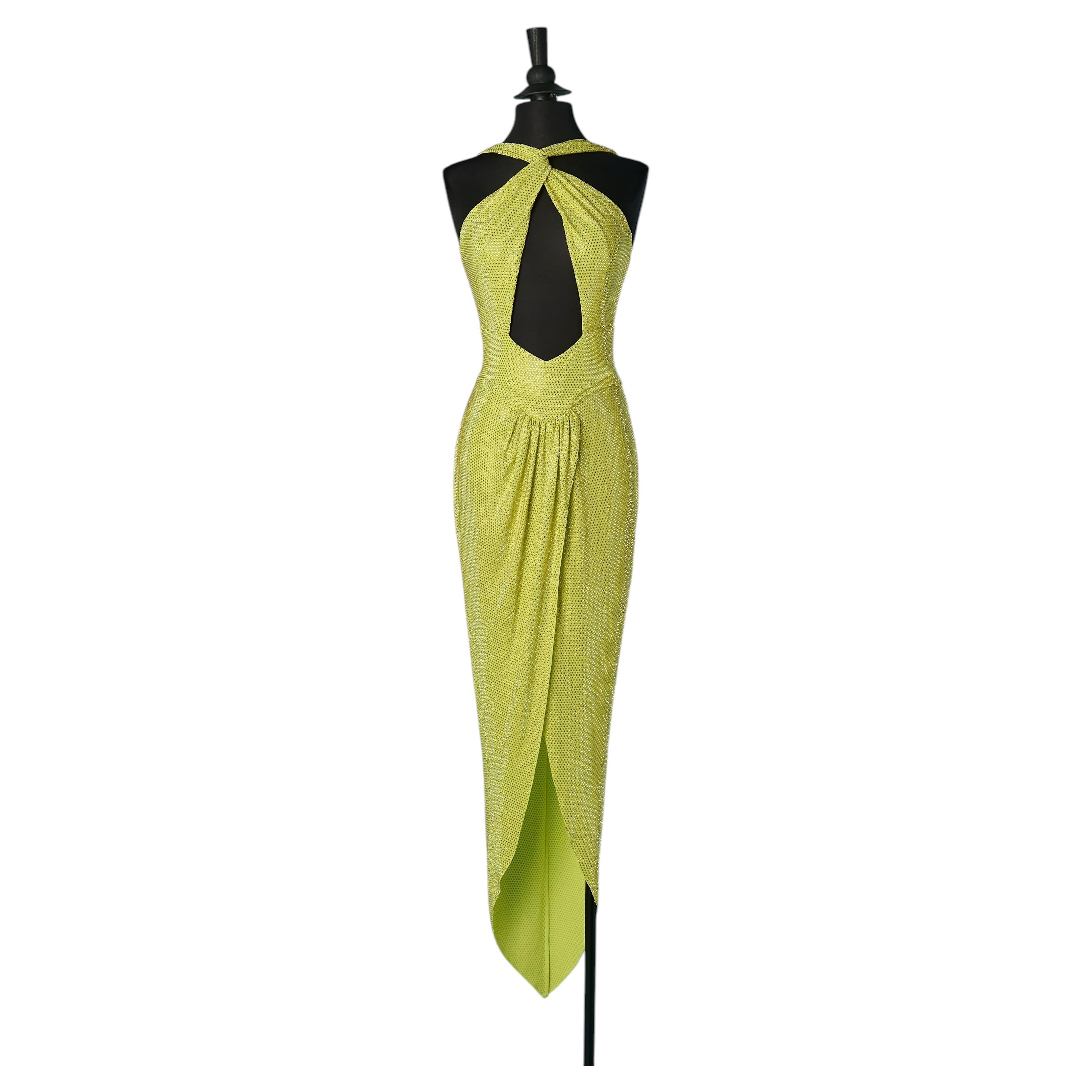 Robe de soirée cristallisée jaune fluo ALEXANDRE VAUTHIER en vente