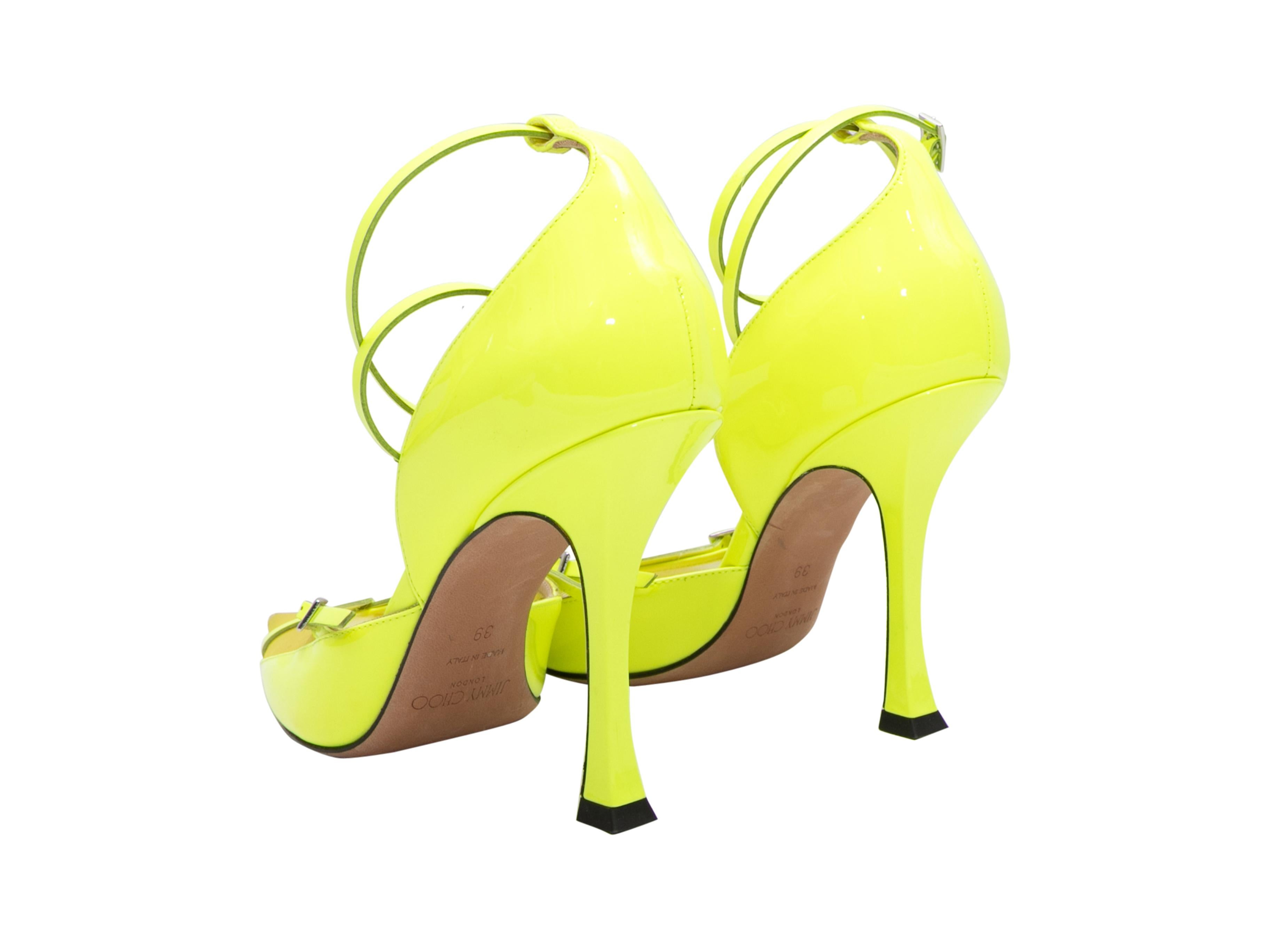 Women's Neon Yellow Mugler x Jimmy Choo Leather & Mesh Pumps Size 39