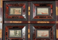 Neopolitan Walnut Cabinet with Watercolor Panels, 18th Century