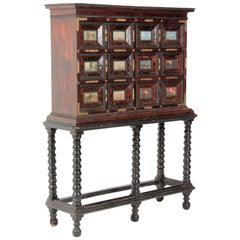 Neopolitan Walnut Cabinet with Watercolor Panels, 18th Century