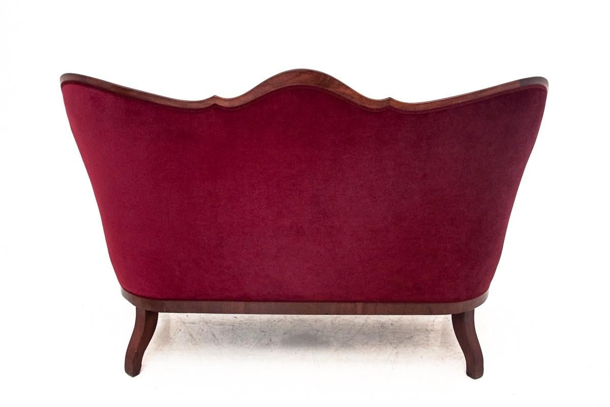 Mahogany Neorokoko Red Antique Sofa from circa 1880, After Renovation