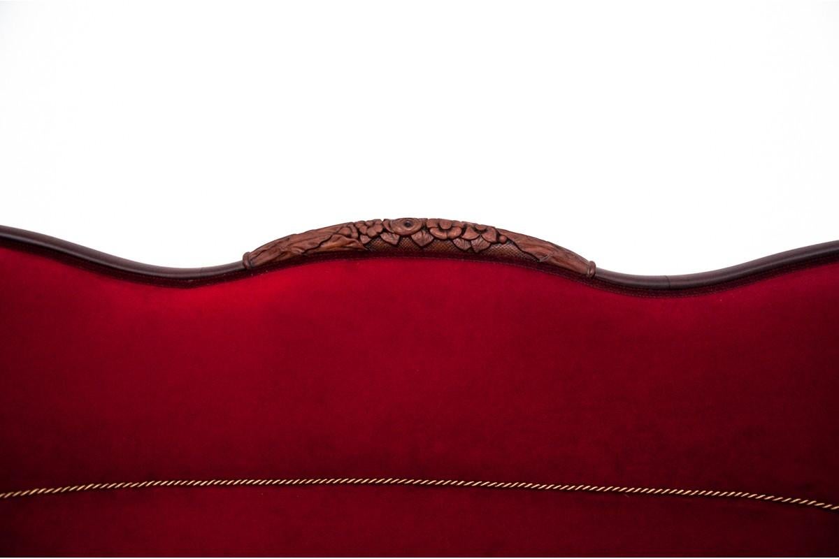 French Neorokoko Red Antique Sofa from circa 1880, After Renovation