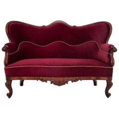 Neorokoko Red Antique Sofa from circa 1880, After Renovation