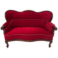 Neorokoko Red Antique Sofa from circa 1880, After Renovation