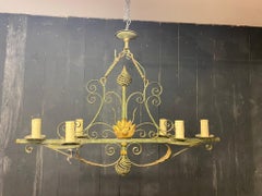 Neorustic Wrought Iron Pendant, circa 1950